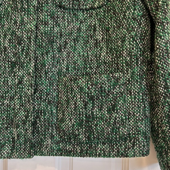 Kasper Green and Black Tweed Blazer w/ Hodden Front Snaps Front Pockets sz. 10P - Picture 2 of 12